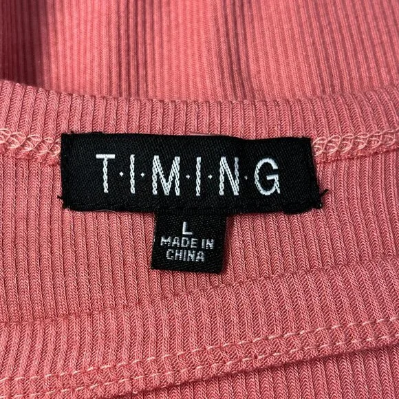Timing Pink Ribbed Chest Cutout Top (L) - Picture 2 of 5